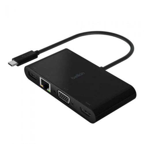 ADAPTER, USB-C TO GBE, HDMI, VGA, USB-A,100W PD,BLK