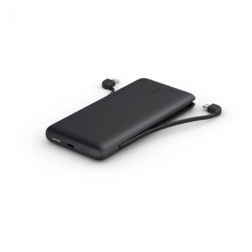 10K POWER BANK, 18W PD, With integrated cables, BLACK