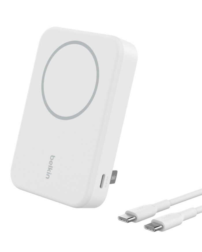 10K Qi2 15W, MAGNETIC WIRELESS POWER BANK + KICK STAND, WHITE - Image 3