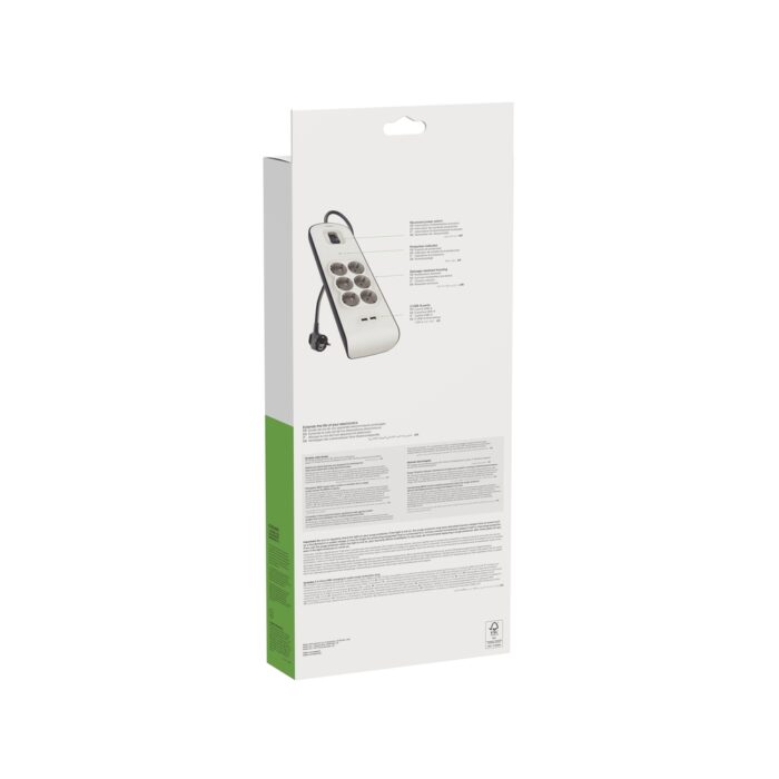 SURGE, 6 sockets, 650J, 2M, 2 USB-2.4A SHARED, updated version2 - Image 2