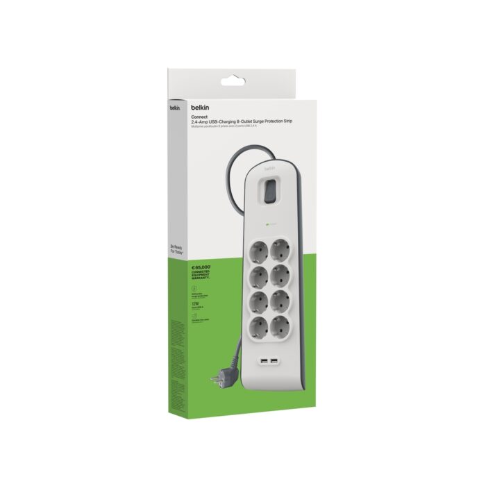 SURGE, 8 sockets, 900J, 2M, 2 USB-2.4A SHARED, updated version2 - Image 2