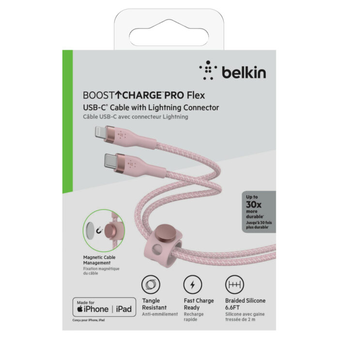 BOOST CHARGE™  USB-C to LTG_Braided silicone, 2M, Pink - Image 3