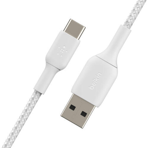 USB-A to USB-C Cable_Braided, 0,15M, White