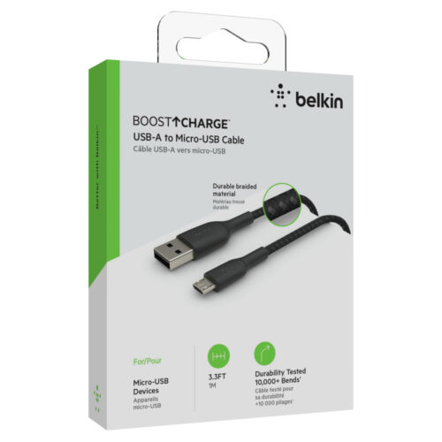 Micro-USB to USB-A Cable_Braided, 1M, Black
