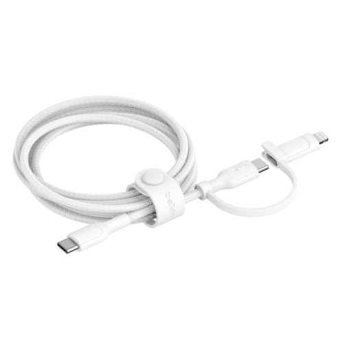 2-IN-1 USB-C & LTG BRAIDED CABLE, PCR, 1.5M,WHT