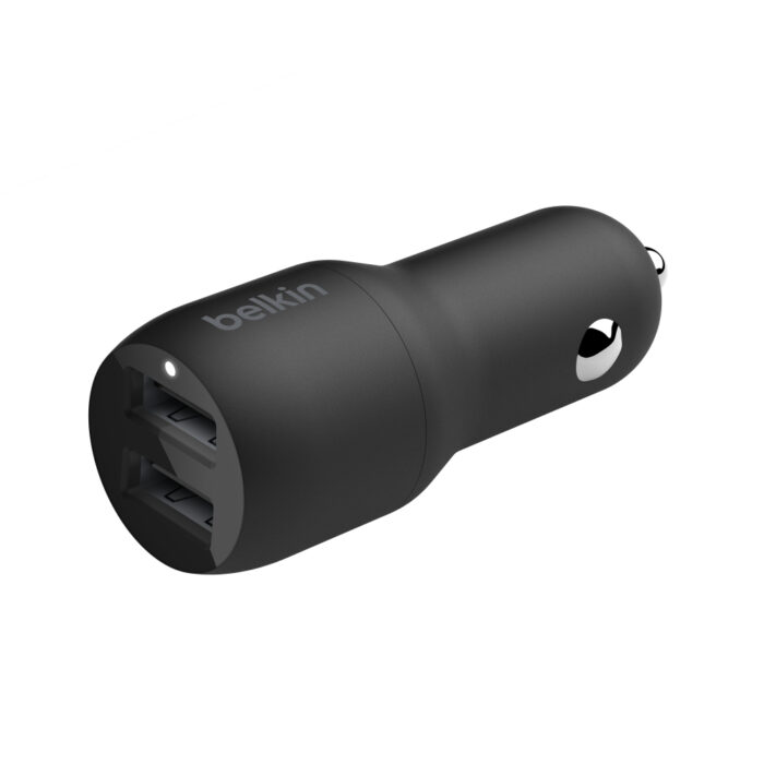 Dual USB-A Car Charger w/ 1M PVC A-mUSB, 24W, BLK - Image 2