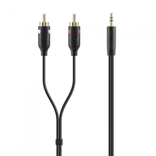 CABLE,AUDIO,3.5mm/2xRCA,M/M,2M,PORTABLE,BLK,GOLD
