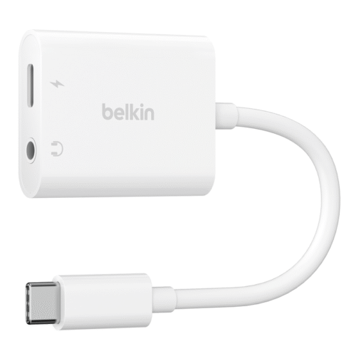 3.5 MM AUDIO + USB-C CHARGE ADAPTER V2 Fast Charging up to 60W, White