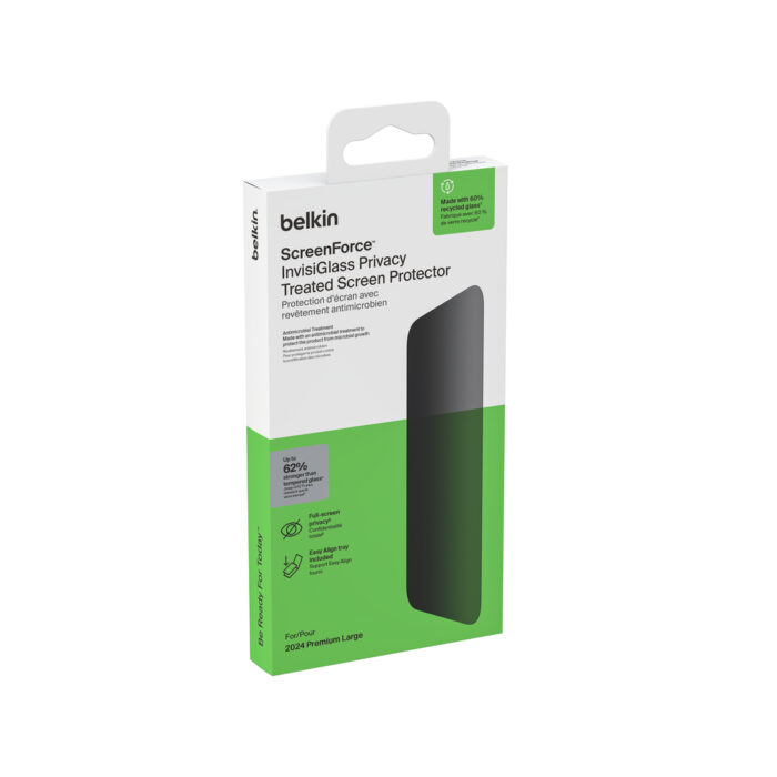 ScreenForce Recycled Invisiglass Privacy Anti-Microbial Screen Protection for iPhone 16 Pro - Image 2