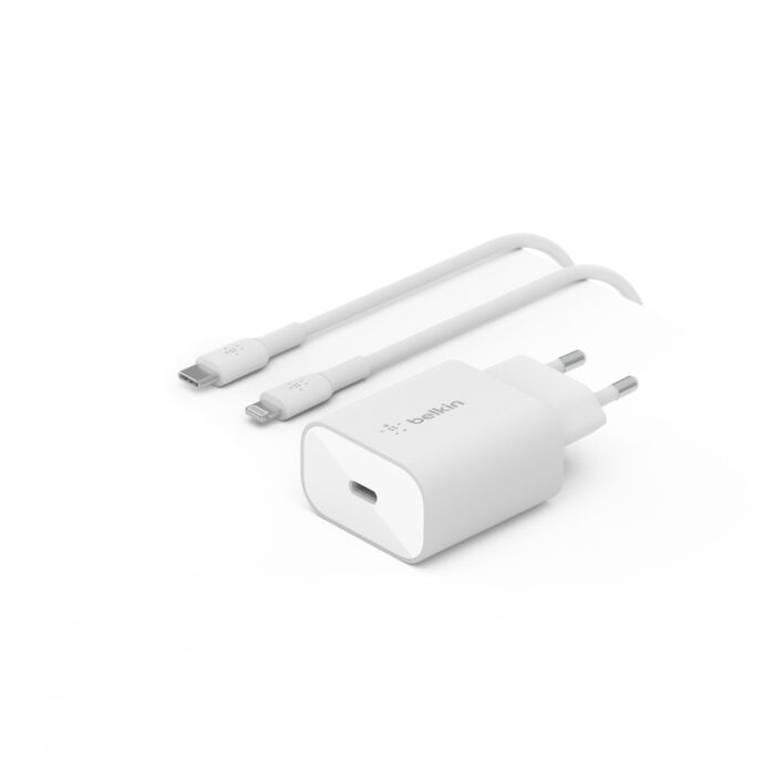 25W USB-C PD/PPS Home Charger with 1M PVC, USB-C to LTG CABLE WHT - Image 3