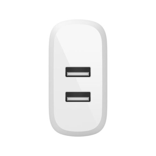 Dual USB-A Wall Charger, 12W X2, WHT