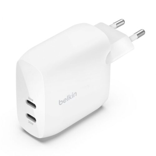 Dual 30W USB-C PD PPS Wall Charger (60W), WHT