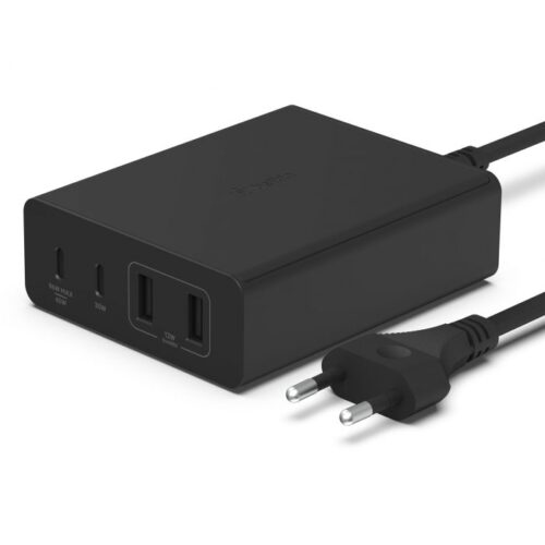 108W 4-Ports USB GaN Desktop Charger (Dual C and Dual A) and 2M Cord, Black