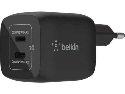 45W DUAL USB-C GAN WALL CHARGER WITH PPS, Black