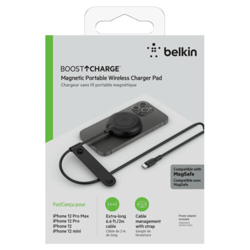 Magnetic Portable Wireless Charger Pad - with PSU, 7.5W, Black