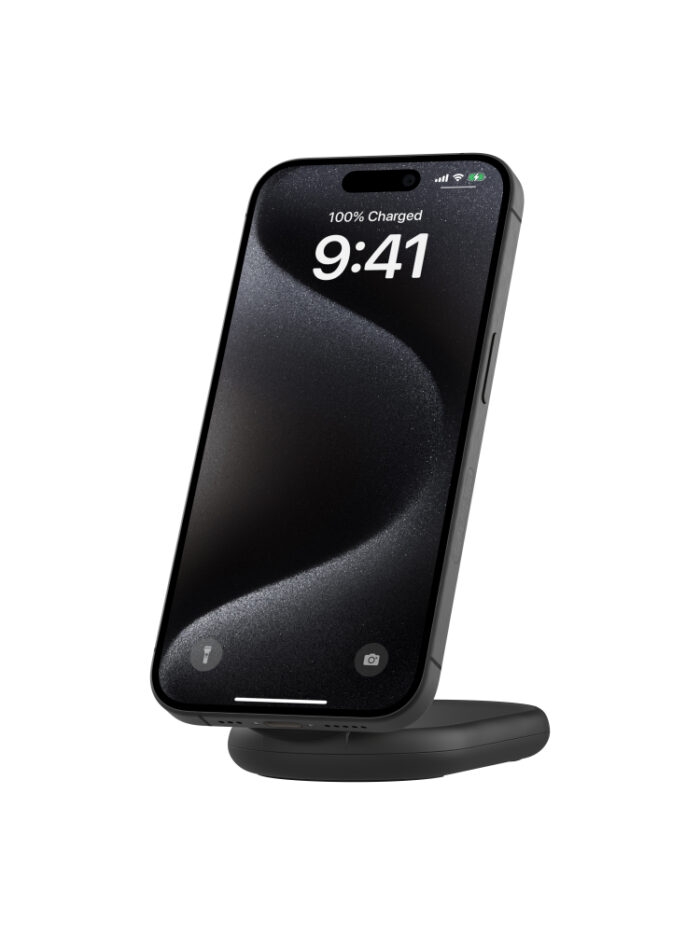BOOST^CHARGE™ Qi2 15W Magnetic Foldable Wireless Charging Stand, Black - Image 3