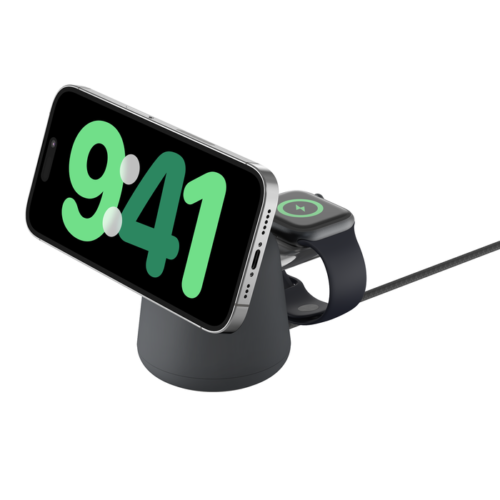 BOOST^CHARGE™ 2in1 Wireless Charging Stand with MagSafe 15w, Charcoal
