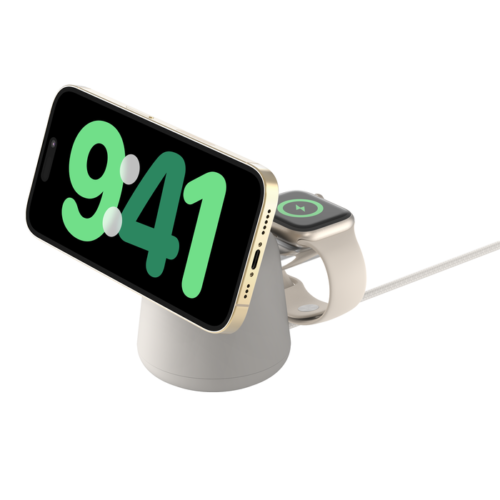 BOOST^CHARGE™ 2in1 Wireless Charging Stand with MagSafe 15w, Sand