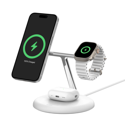 BOOST^CHARGE™ Pro 3-in-1 Magnetic Stand with Qi2, White