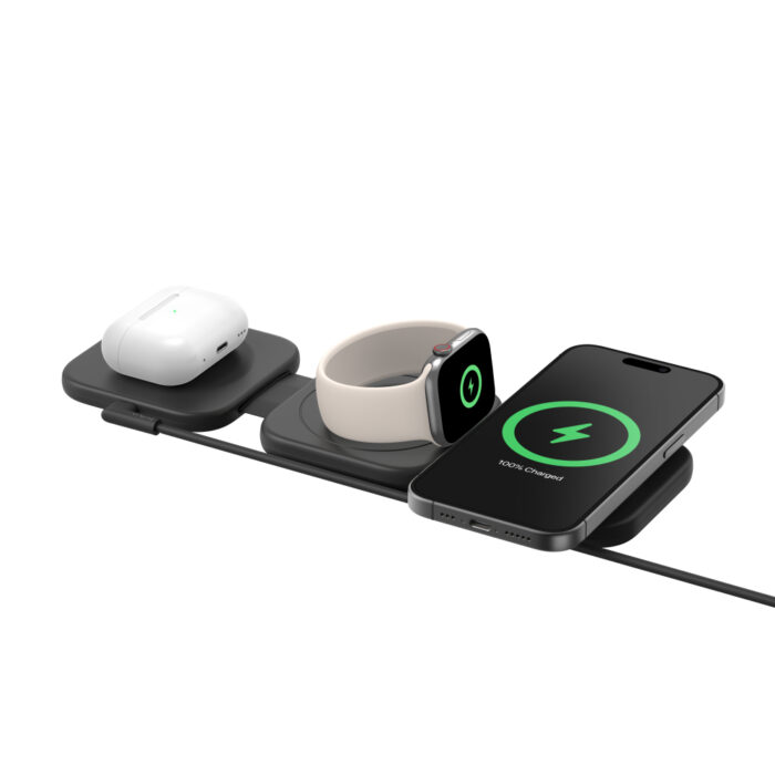 BOOSTCHARGE PRO 3-in-1 Magnetic Wireless Charging Travel Pad with Qi2 15W, with 5 travel tips